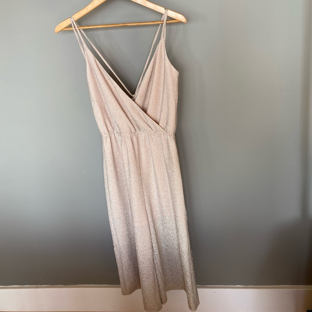 Lumiere Gold pink Strappy Glitter Romper